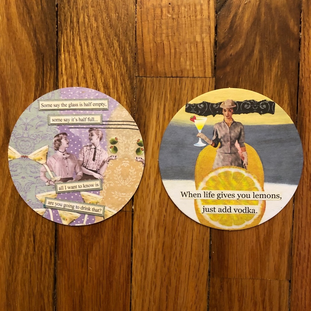 New Boxed Set 8 Funny Double Sided Coasters